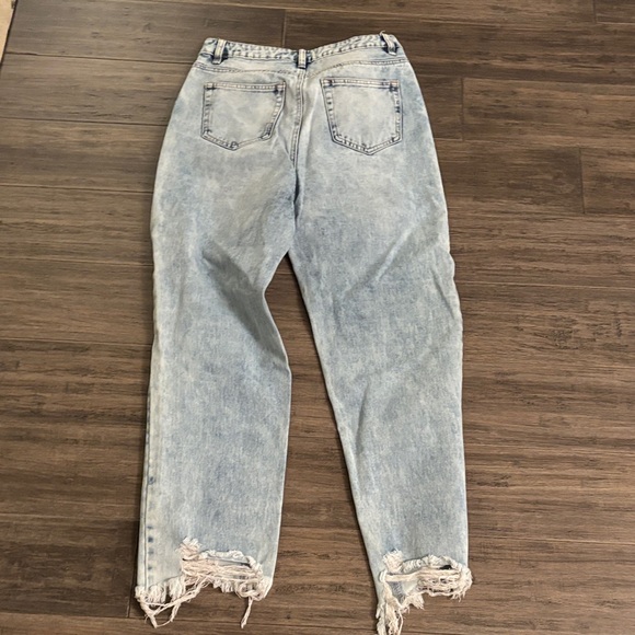 Harper Light Blue Distressed Boyfriend Jeans with Floral Patch - Picture 8 of 8
